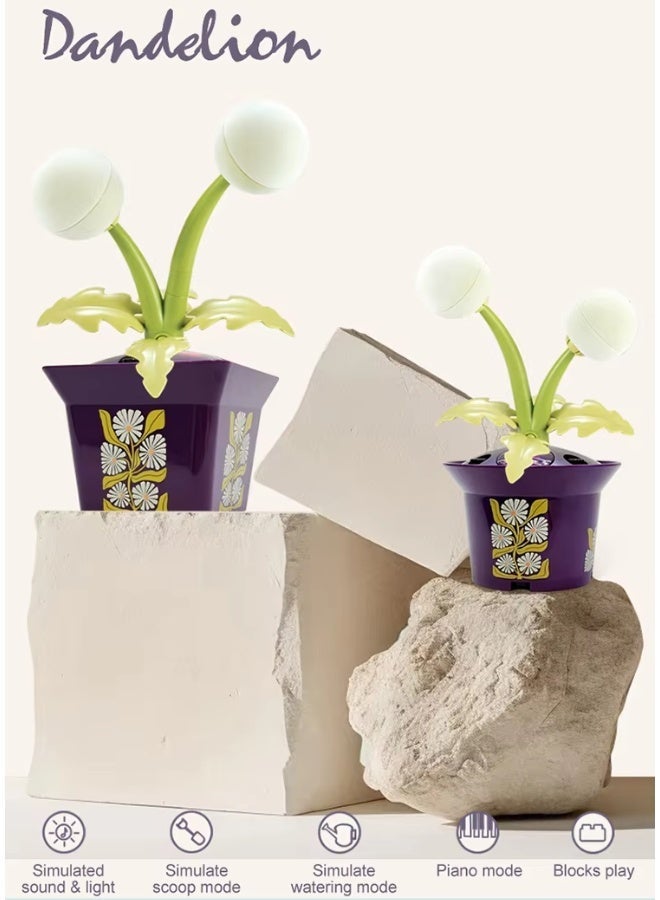 DAT Dandelion Interactive Musical Flower Pot Toy with Light & Sound, Piano Mode, Pretend Watering & Digging Accessories, Kids 3+ - Image 2